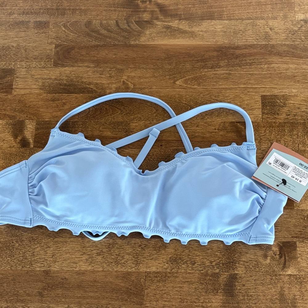 Light Blue Ruffled Bikini Top